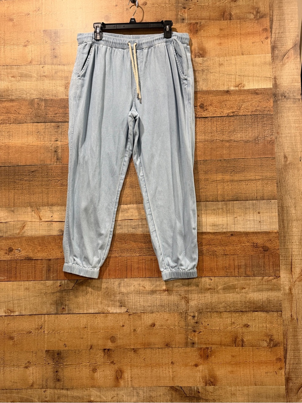 Aerie Light Wash Women's Denim Pullon Joggers with Drawstring Size Large